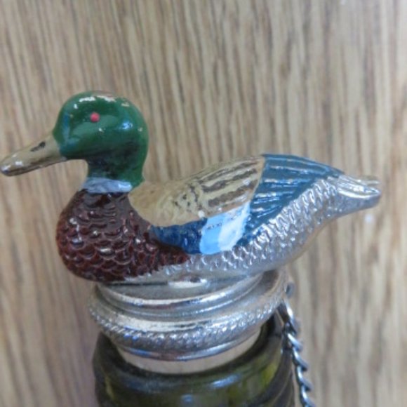 PEWTER Mallard DUCK Wine Stopper with Ring & Chain (K296) - Picture 3 of 6